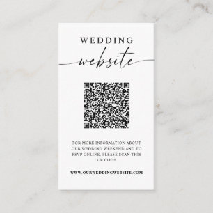 Tarjeta De Recepción Boda de sitio web Minimalista QR Code Photo
