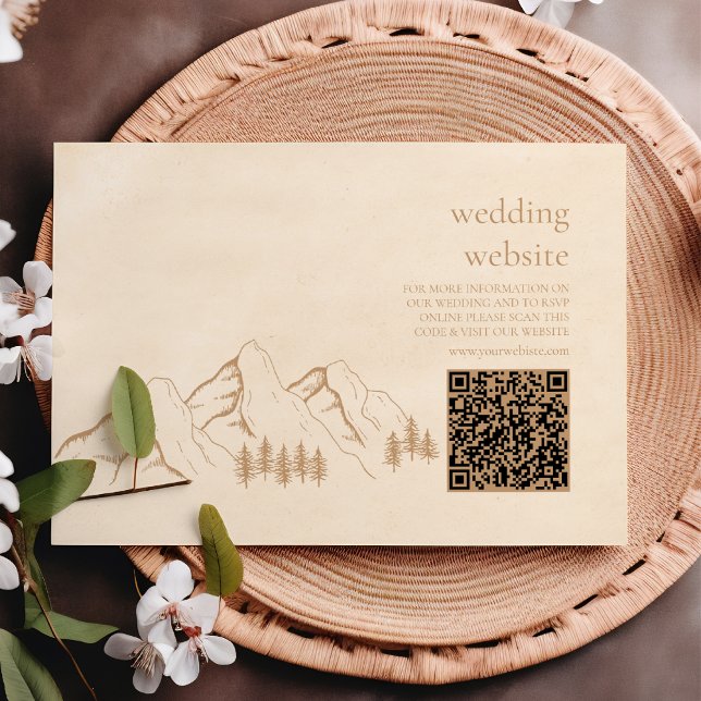 Tarjeta De Recepción Boda de Sketch de montaña Rustic Woods (Subido por el creador)