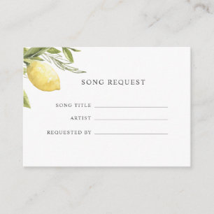 Tarjeta De Recepción Boda de solicitud de canción amarilla de Lemons