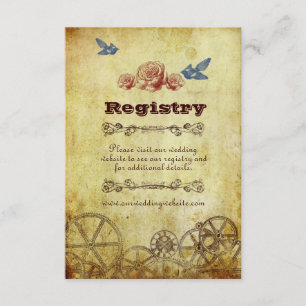 Tarjeta De Recepción Boda de Steampunk de Faux Antique Gold