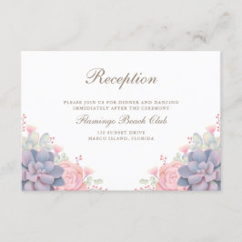 Tarjeta De Recepción Boda de suculentos de manantiales de color de agua