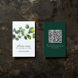 Tarjeta De Recepción Boda de sucursal de Eucalyptus código qr gabinete 