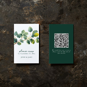 Tarjeta De Recepción Boda de sucursal de Eucalyptus código qr gabinete