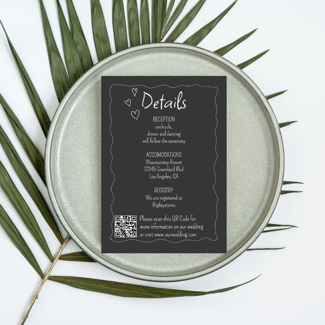 Tarjeta De Recepción Boda de tablero de cartón de dibujos a mano (Subido por el creador)