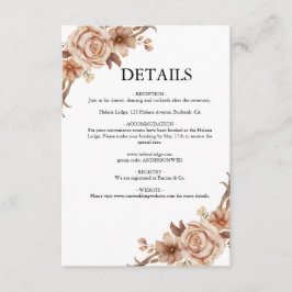 Tarjeta De Recepción Boda de Terracota Floral Bohemio