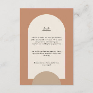 Tarjeta De Recepción Boda de Terracotta de Arco Geométrico Boho moderno