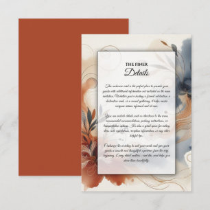 Tarjeta De Recepción Boda de Terracotta Twilight y Navalny Blooms