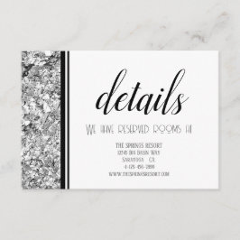 Tarjeta De Recepción Boda de texto moderno plateado y negro