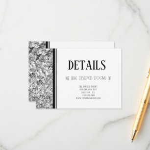 Tarjeta De Recepción Boda de texto simple plateado y negro