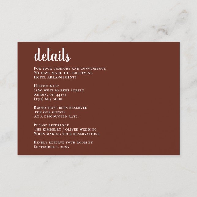 Tarjeta De Recepción Boda de tierra arcilla ardiente de terracota roja (Anverso)