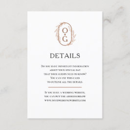 Tarjeta De Recepción Boda de tipografía simple elegante en monograma De