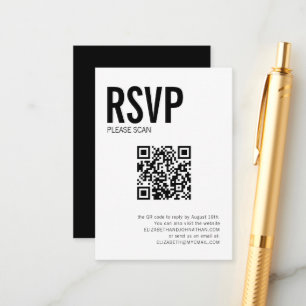 Tarjeta De Recepción Boda de tipografía simple Sitio web Código QR RSVP