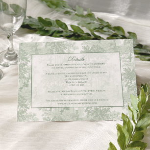 Tarjeta De Recepción Boda de Toile de Paisaje Verde Salvia Clásico