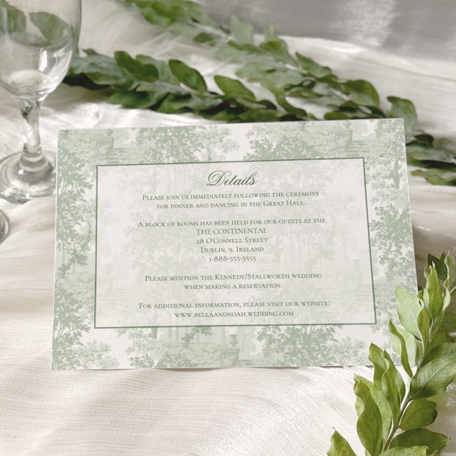 Tarjeta De Recepción Boda de Toile de Paisaje Verde Salvia Clásico (Subido por el creador)