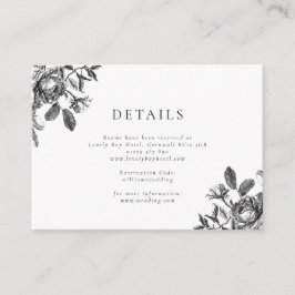 Tarjeta De Recepción Boda de toile floral blanco y negro