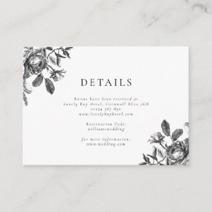 Tarjeta De Recepción Boda de toile floral blanco y negro