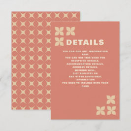 Tarjeta De Recepción Boda de Trama de Terracota Retro Groovy 70