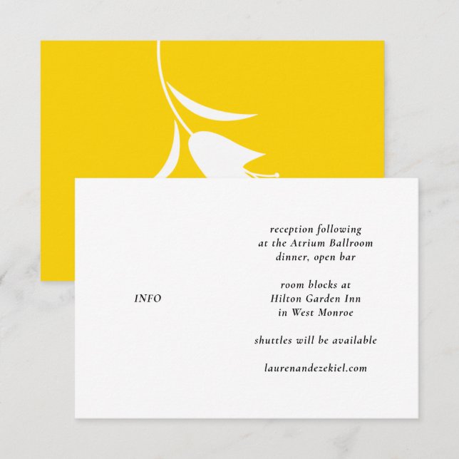 TARJETA DE RECEPCIÓN BODA DE TULIP AMARILLO MOD (Anverso / Reverso)