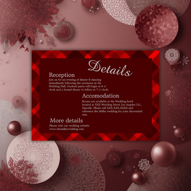 Tarjeta De Recepción boda de un país escocés rojo (Subido por el creador)