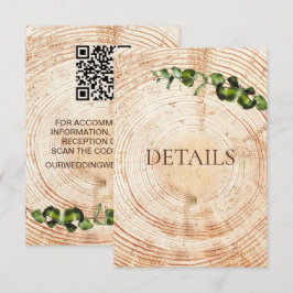 Tarjeta De Recepción Boda de vegetación de corte de madera Detalles del
