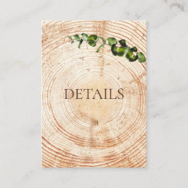 Tarjeta De Recepción Boda de vegetación de corte de madera Detalles del