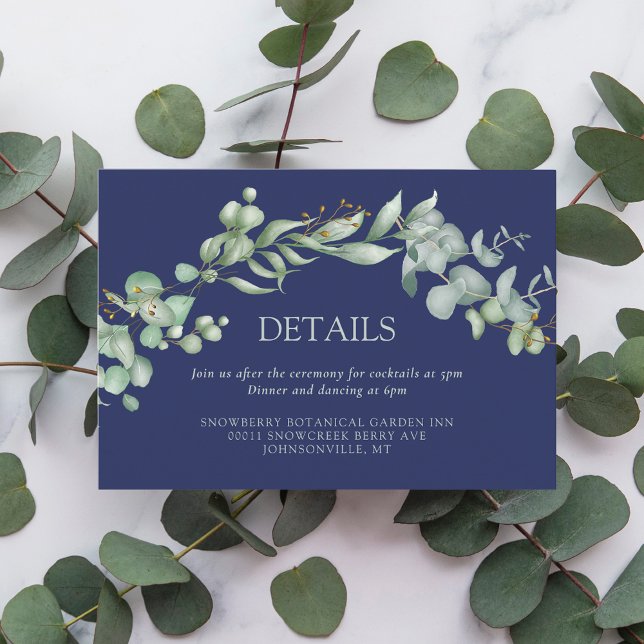Tarjeta De Recepción Boda de vegetación de eucalipto azul (Subido por el creador)
