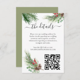 Tarjeta De Recepción Boda de vegetación de invierno rústico Berry Pine