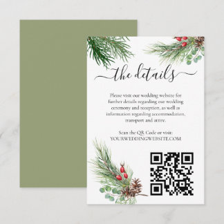 Tarjeta De Recepción Boda de vegetación de invierno rústico Berry Pine