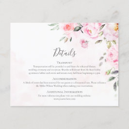 Tarjeta De Recepción Boda de vegetación floral de color de agua rosa Ru