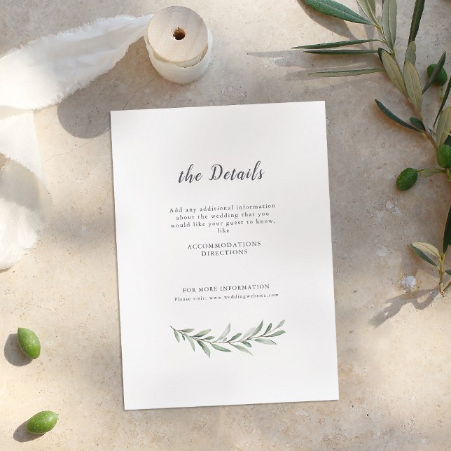 Tarjeta De Recepción Boda de vegetación rústica de caligrafía simple (Simple calligraphy rustic greenery wedding enclosure card)