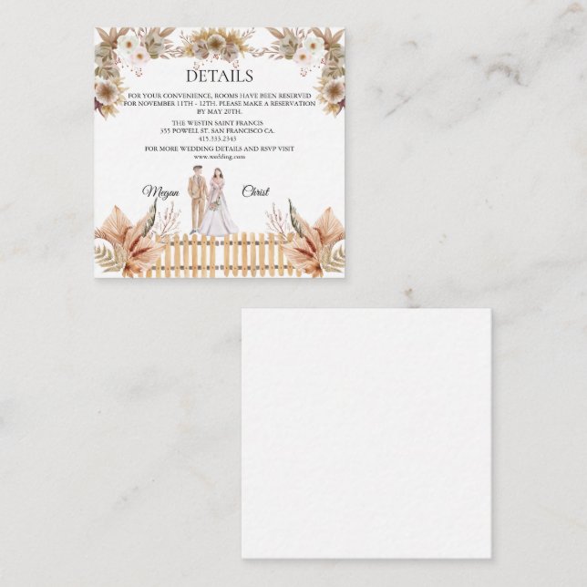 Tarjeta De Recepción Boda de verano con flores elegantes (Anverso / Reverso)
