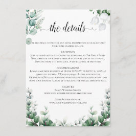 Tarjeta De Recepción Boda de verano con vegetación de eucalipto boho