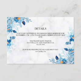Tarjeta De Recepción Boda de verano de flores elegantes azules