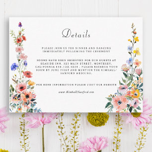 Tarjeta De Recepción Boda de verano de la primavera de las flores silve