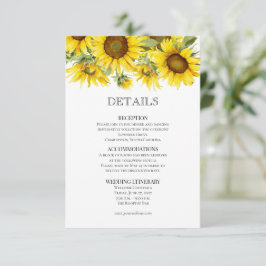 Tarjeta De Recepción Boda de verano elegante con girasoles