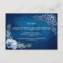 Tarjeta De Recepción Boda de verano floral elegante azul
