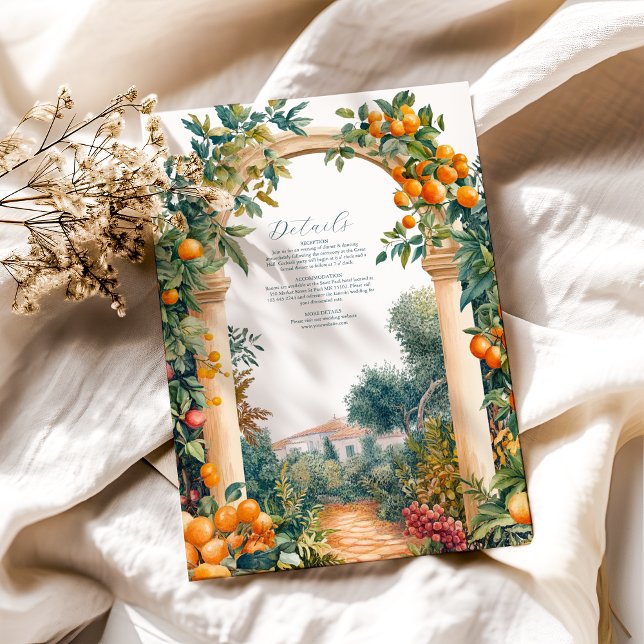 Tarjeta De Recepción Boda de verano mediterránea Chic Lemon (Subido por el creador)