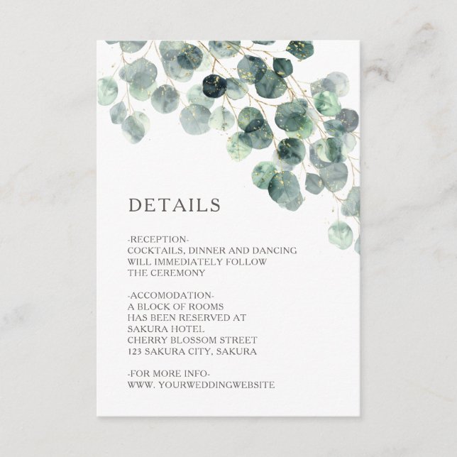 Tarjeta De Recepción Boda de verde con aquarela simple (Anverso)