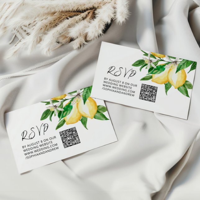 Tarjeta De Recepción Boda de verde limón Código QR RSVP (Subido por el creador)