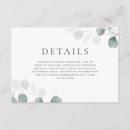 Tarjeta De Recepción Boda de verde moderno Detalles horizontales