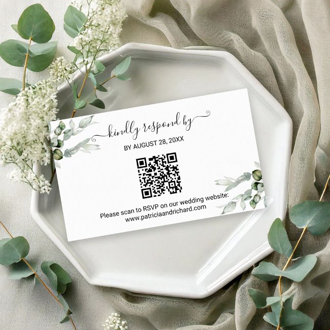Tarjeta De Recepción Boda de verde QR RSVP en línea (Subido por el creador)