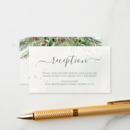 Tarjeta De Recepción Boda de Verdor Rústico Berries Pine Cone