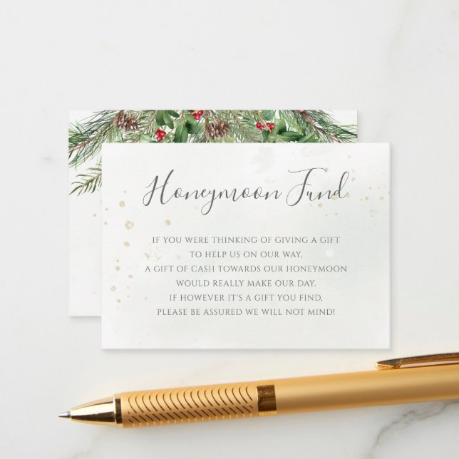 Tarjeta De Recepción Boda de Verdor Rústico Berries Pine Cone (Anverso/Reverso In Situ)