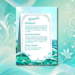 Tarjeta De Recepción boda de vibración de onda costera abstracta turque