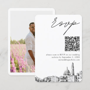 Tarjeta De Recepción Boda de Washington DC Código QR RSVP moderno