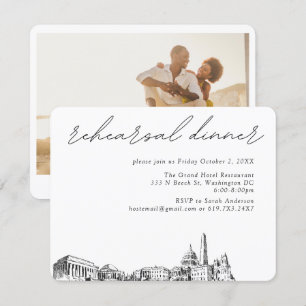 Tarjeta De Recepción Boda de Washington DC Elegante cena de ensayo