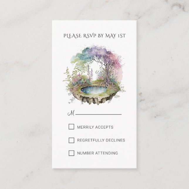 Tarjeta De Recepción Boda de Woodland encantado (Anverso)