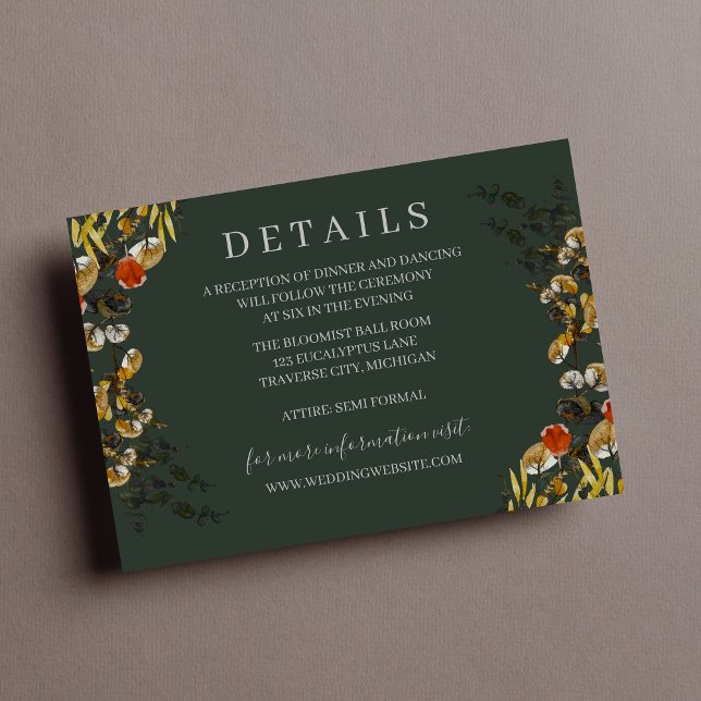 Tarjeta De Recepción Boda de Wreath de la vegetación seca del otoño (Subido por el creador)
