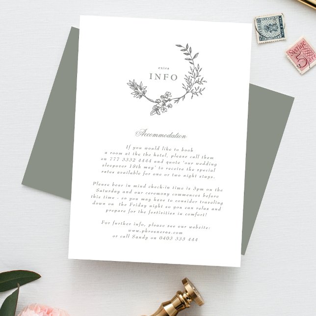 Tarjeta De Recepción Boda de Wreath de Monograma Floral Verde Sage (Subido por el creador)
