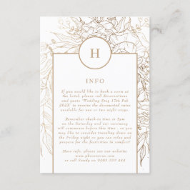 Tarjeta De Recepción Boda de Wreath Premium Elegant Gold Monogram